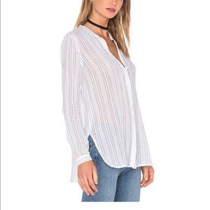 Vince split neck button up blouse